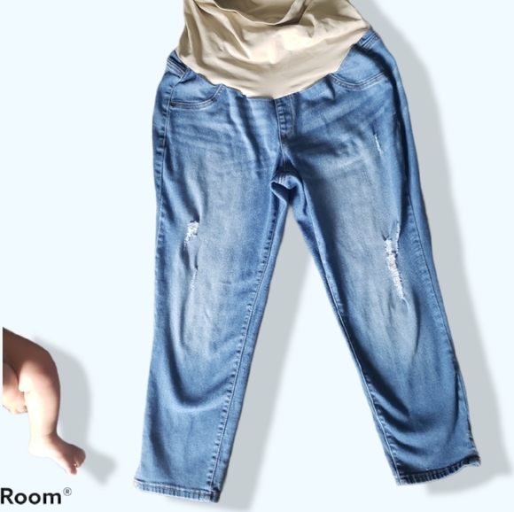 a glow Denim - Maternity legging jean cropped capri pants 16